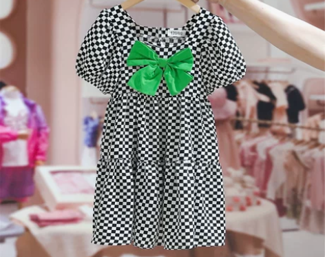 【狂欢价】拉夏贝尔童装女童夏季连衣裙棋盘格...