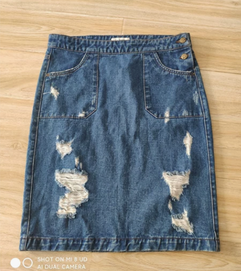 拉夏贝尔品牌全新XL码高腰无弹力牛仔半裙 ...