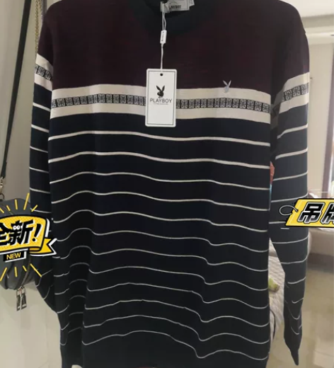 ?花花公子冬季男装加绒加厚毛衣男士青年圆领...