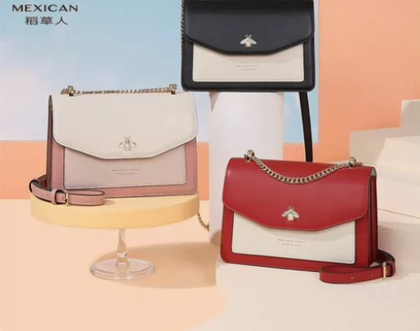 稻草人女士包包2021新款时尚百搭撞色单肩...