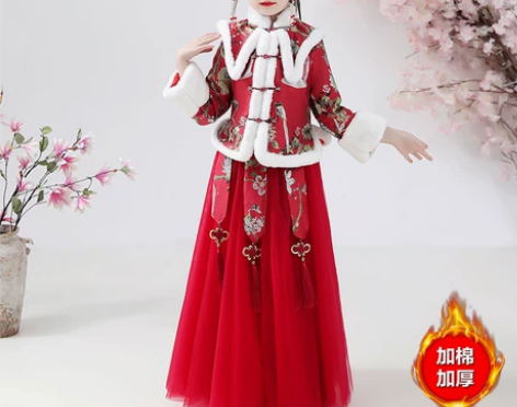 【春节不打烊】女童汉服拜年服冬装加绒加厚超...