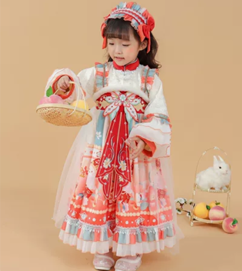 女童拜年服加绒汉服连衣裙，全新，实体清仓，...
