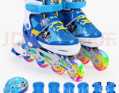 迪士尼(Disney)溜冰鞋儿童全闪光轮滑...