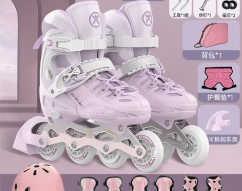 轮滑鞋儿童溜冰鞋女童男童初学者正品可调节成...