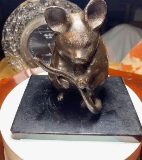 日本回流置物摆件 老鼠摆件 铁老鼠摆件 做...