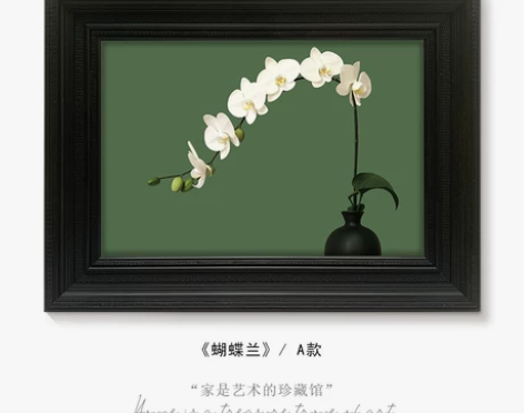 《蝴蝶兰》中古风客厅装饰画禅意花卉餐厅壁画...