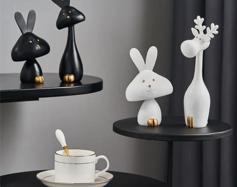 精品摆件北欧可爱动物创意树脂工艺品摆件客厅...