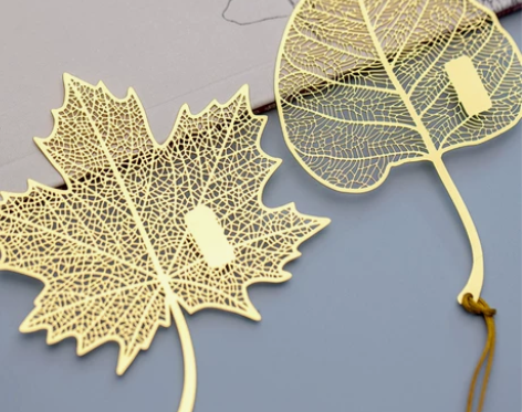 精纹叶脉创意古典中国风金属书签定制刻字礼品