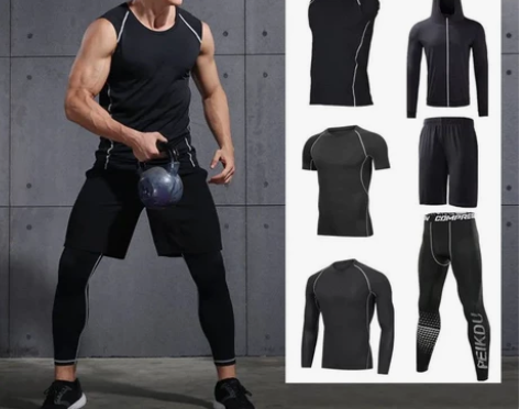 健身套装男高弹力健身服篮球跑步运动紧身衣裤...