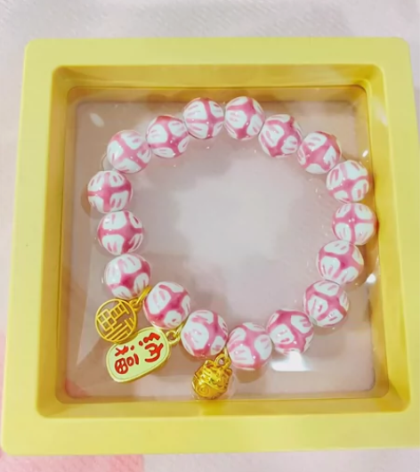 超好看超粉嫩的手绘瓷珠手串，明星同款 直径...