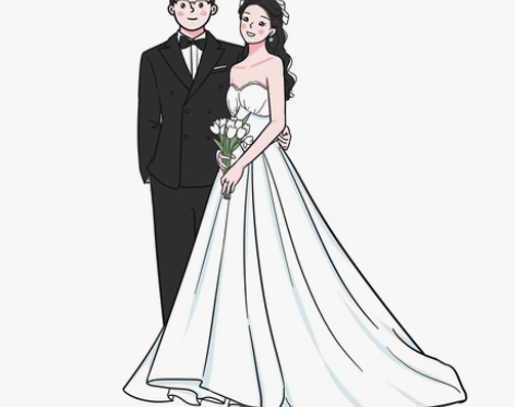 婚礼人形立牌设计q版卡通约稿请柬情侣彩色定...