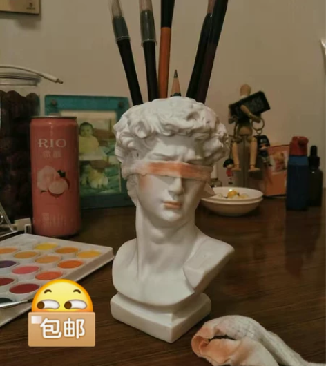 【全新包邮】大号ins风大卫花瓶笔筒雕像摆...