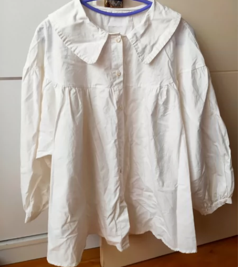 全新日系全棉长袖小衫纯白 纯棉很舒服，甜美...