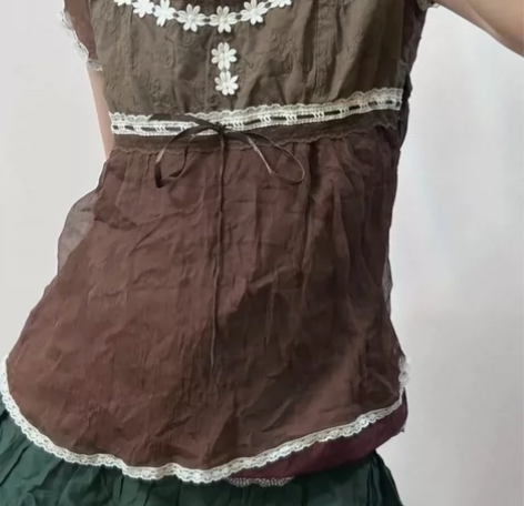 古着孤品 田园风可爱复古上衣 小码 外面那...