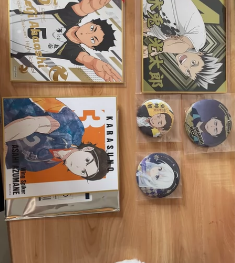 排球少年 色纸出 赤苇色纸左下角有损伤 木...