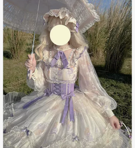 出双笙梦屿春日赴约紫色短款m码全套 全新未...